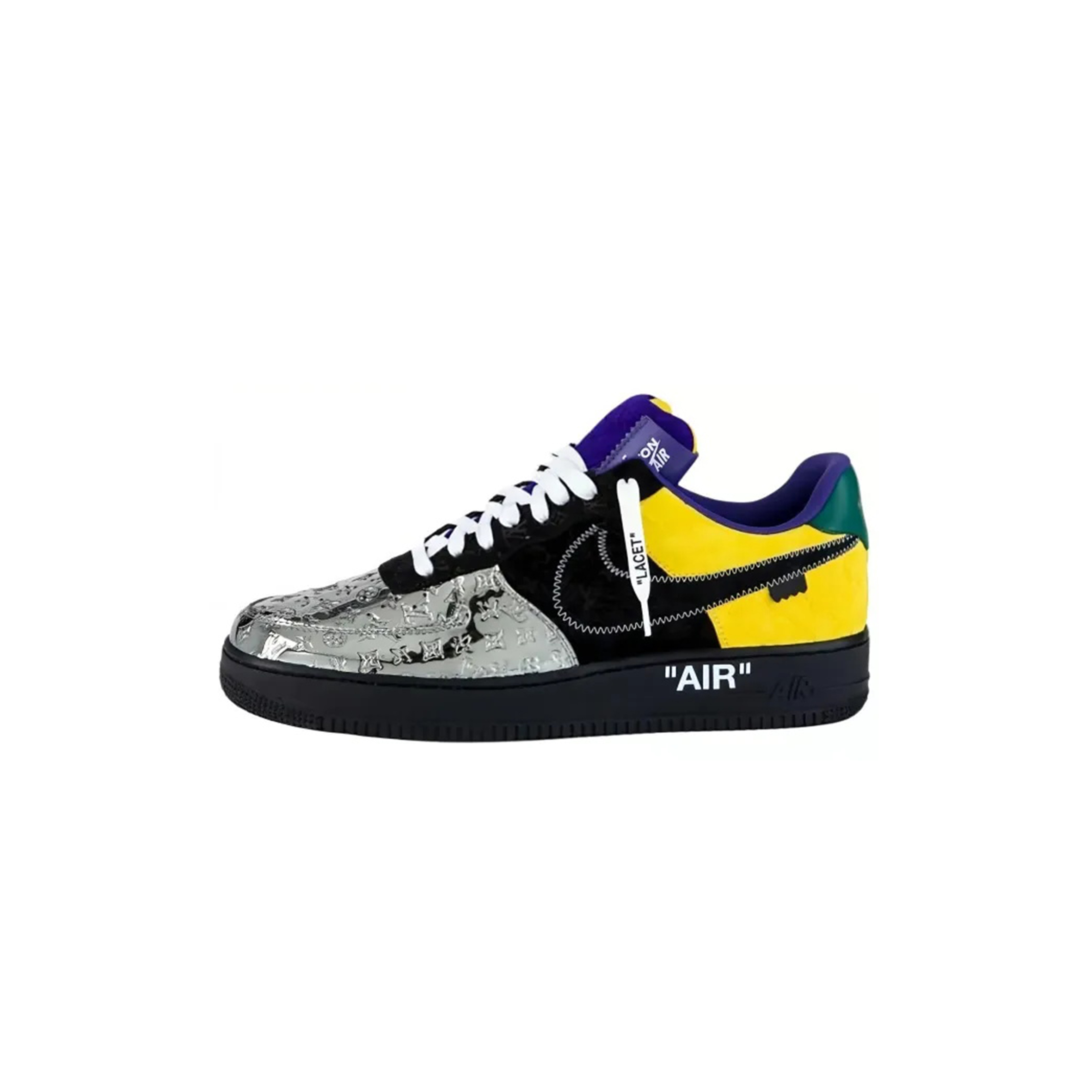 NIKE LOUIS VUITTON AIR FORCE 1 LOW BY VIRGIL ABLOH BLACK METALLIC SILVER 1A9VCH